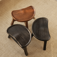 Tabouret en bois massif Wabi-Sabi, chaise moderne en forme de pois, petit tabouret vintage pour salon