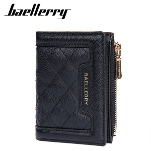 กระเป๋าสตางค์ใบเล็กสำหรับผู้หญิง Baellerry สีแดง แบบเย็บลายตาราง พร้อมซิปใส่เหรียญ ใช้ได้ทุกวัน - Product Image 5