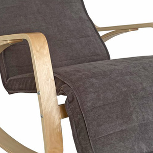 Fauteuil à bascule avec repose-pieds 66x120x90 cm, accoudoirs en bois de bouleau, fauteuil en tissu pour la relaxation - Product Image 5