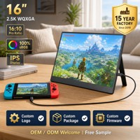 LumiCreate Monitor Portabel 16 Inci 2.5K IPS LCD HDR dengan Casing Aluminium Alloy, Penyangga Terintegrasi, Dual USB-C untuk Laptop PC Bisnis
