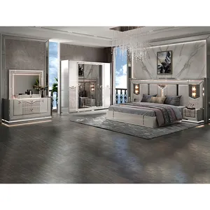 Slaapkamer Set Meubels Slaapkamer Garderobe Dressoir Spiegel Queen Bed Nachtkastje Luxe Moderne Meubels Set