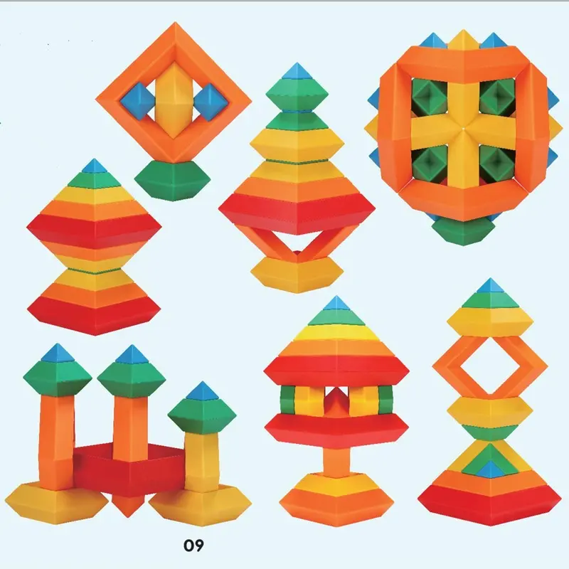 Children's variety rhombus assembling magic tower new design diy big kids 3d building blocks