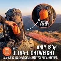 Sac de survie d'urgence imperméable orange, sac de couchage thermique en Mylar pour adultes