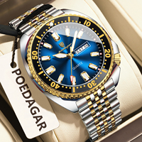 Montre pour homme Poedagar 682, luxe, sport, lunette rotative, date, jour, acier inoxydable, quartz, prête à être expédiée, vente directe d'usine