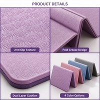 Tapis de yoga Amyup pliable, portable, antidérapant, double face, en TPE, résistant aux taches, imperméable, 183 cm