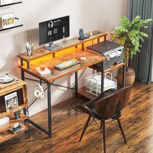 <span class=keywords><strong>Bureau</strong></span> d'ordinateur modulaire en acier et bois au design minimaliste moderne <span class=keywords><strong>avec</strong></span> support pour <span class=keywords><strong>imprimante</strong></span> pour poste de travail à domicile - Product Image 2