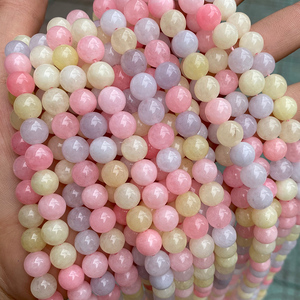 Perles de calcédoine rose <span class=keywords><strong>semi</strong></span>-précieuses <span class=keywords><strong>pas</strong></span> chères, 6 mm-12 mm, rondes, en vrac, perles de jade de calcédoine morganite pour la fabrication de bijoux - Product Image 6