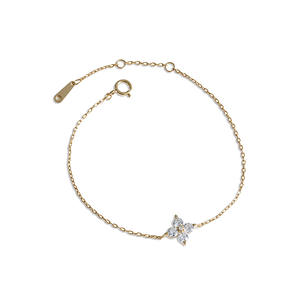 Pulsera de Oro Real de 14K con Diseño Lindo de Estrellas y Diamantes para Mujeres y Niñas - Product Image 1