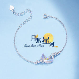 AA016221 Simple mujer joyería fina collares collar de acero inoxidable luz lujo circón <span class=keywords><strong>Luna</strong></span> estrella piedra lunar COLLAR COLGANTE - Product Image 5