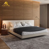Lits de luxe rembourrés moderne en tissu de velours cadre de lit double king size ensembles de meubles de chambre d'hôtel pour villa et manoir
