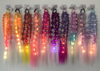 Queue de cheval colorée scintillante avec lumière LED, nouveau design, queue de cheval tressée qui brille dans le noir pour enfants