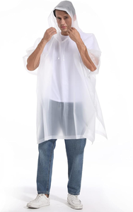 Poncho <span class=keywords><strong>de</strong></span> <span class=keywords><strong>pluie</strong></span> portable rectangulaire en plastique EVA/PEVA pour adulte, unisexe, avec logo personnalisé, boutons et cordon <span class=keywords><strong>de</strong></span> serrage - Product Image 5