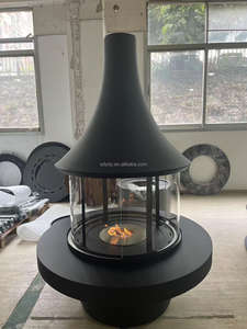 Chimenea Moderna Independiente PANSEE de Acero al Carbono, Chimenea de Etanol Colgante con Mesa y Control Remoto - Product Image 5