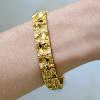 Bracelet de Montre Homme en Gros Plaqué Or 18 carats, Maillons Texturés Gros Pépites pour Hommes et Femmes