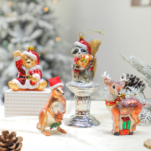 New Design Glass Baubles Deer Figurines Christmas Glass Ball Hanging Christmas Tree Ornaments Decorations