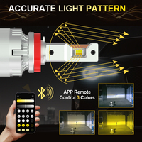 Gview G18W H8 H11 Contrôlé par application pour la conversion des phares avant de voiture Ensemble d'ampoules LED Puce LED Super lumineux 130W 40000 Lumens 6000K