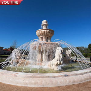Youfine Grote Outdoor Hand Gesneden Natuurlijke Marmeren Tuin Fontein Met Paard Voor Stadspark Plein - Product Image 2