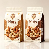 Op maat gemaakte platte bodem pouch met ritssluiting, vochtbestendige verpakking voor gemengde noten, gedroogd fruit en gezonde snacks.