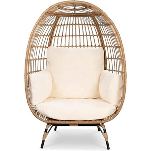 Sedia a dondolo di lusso in vimini a forma di uovo, sedia a dondolo in rattan per esterni, sedia lounge per il relax in giardino - Product Image 1