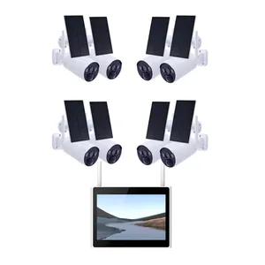 8 channel wireless solar cameras system with 10 inch LCD monitor all-in-one nvr kit