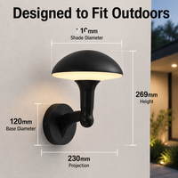 Applique murale LED moderne d'extérieur étanche en forme de champignon pour jardin, patio, véranda, villa, balcon, cour – Éclairage décoratif