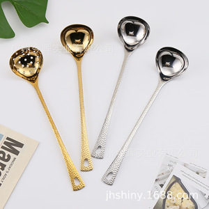 Cuillère en acier inoxydable Shiny-Jh 304 avec manche martelé, solide et perforée, pour remuer et filtrer, ustensile de cuisine - Product Image 3