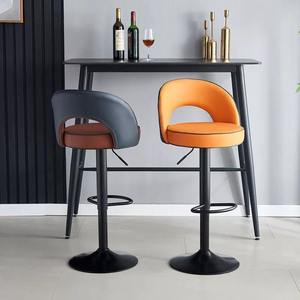 Modern Adjustable Bar <b>Stool</b> Swivel Counter Chair Upholstered <b>Seat</b> Backless Bar Seating with Footrest for Home Cafe - Product Image 2