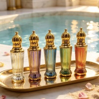 Botol Roller Minyak Esensial Parfum Mini Portabel 12 ml Botol Roll-On Kaca dengan Tutup Emas Desain Unik untuk Kemasan Kosmetik