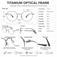 Monturas de Gafas Redondas Ligeras de Titanio al por Mayor Readsun, Monturas Ópticas de Titanio Neutras para Hombre