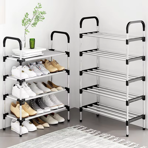 Multilayer có thể gập lại Giày giá thép không gỉ phòng khách Giày Organiser kim loại kệ giày để sử dụng nhà - Product Image 1