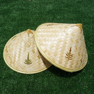 Sombrero cónico de bambú tejido, sombrero de paja para verano, pesca al aire libre, protección solar, ala ancha, sombrero cónico de granjero de tres hojas - Product Image 4
