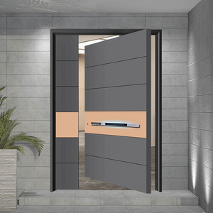 Prettywood Design moderne Bois massif Extérieur aluminium acier inoxydable pivot Portes d'entrée avec éclairage latéral - Product Image 1