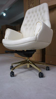 Chaise de bureau pivotante contemporaine CANBOTH avec revêtement en cuir PU et base en aluminium pour salon de manucure et usage bureautique Modèle C9132