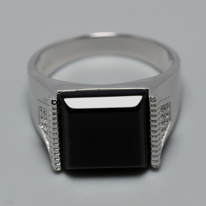 Anéis Masculinos de Prata Sólida 925 Minimalistas Turcos com Ônix Natural Preto para Homens Joias Masculinas Bague Homme - Product Image 3