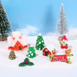 Christmas Figurines Miniature Scene Set Synthetic Resins Glossy Finish Indoor Decorations - Product Image 2