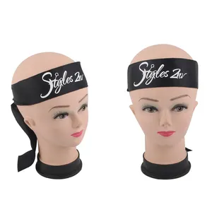Toptan özel siyah lüks kadın tasarımcı saç kenar sarma frontal saç kafa bandı kravat