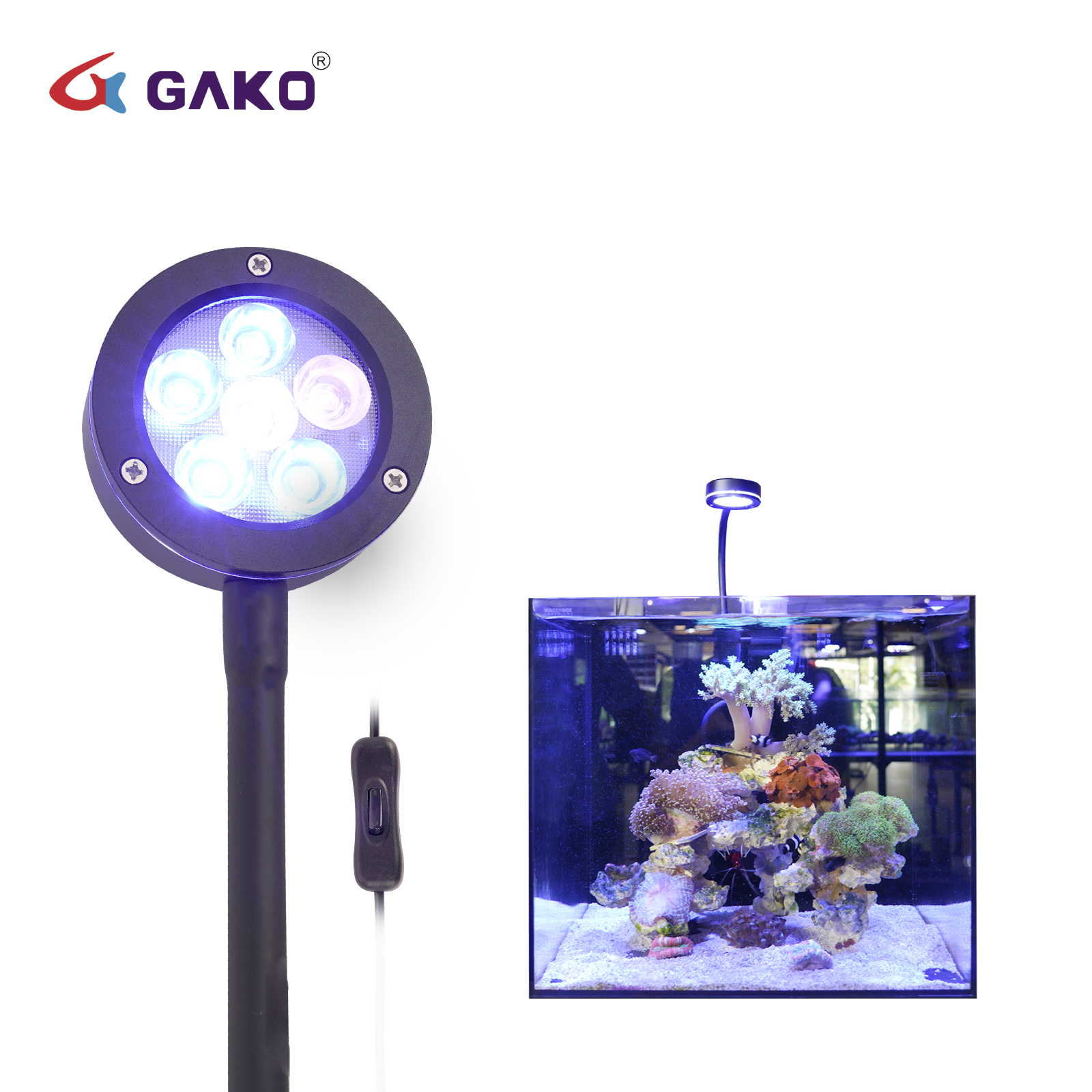 Китайский GAKO Q2 коралловый светодиодный аквариумный светильник светодиодный аквариумный коралловый риф свет используется светодиодный аквариумный свет