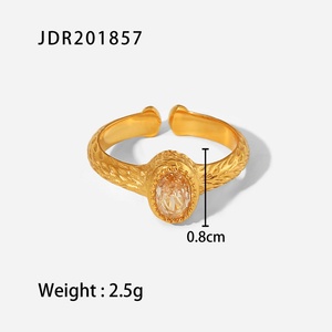 High Quality Jewelry Gold Plated Open <b>Ring</b> <b>Adjustable</b> <b>Size</b> Stainless Steel Natural Stone Women <b>Rings</b> - Product Image 5