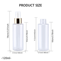 Emballage cosmétique, flacons pulvérisateurs en plastique PET transparent de 50 ml, 60 ml, 100 ml, 120 ml, 150 ml, 200 ml, 250 ml, 500 ml avec pulvérisateur fin à brume dorée
