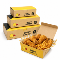 Boîte à emporter pour aliments imperméable personnalisée, boîte en papier kraft gaufré pour poulet frit, restauration rapide