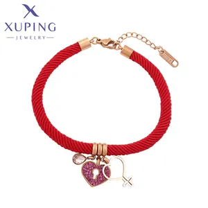A00886163 Xuping Sieraden Mode Eenvoudige Levendige Dagelijkse Valentijnsdag Hartvormige Rode Paus Roestvrij Staal Roségouden Armband