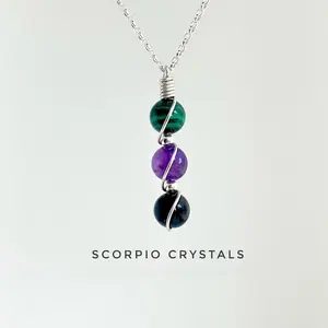 Dainty Horoscope Astrology Stone Necklace Gemstone Jewelry Zodiac Sign Crystal Necklace Birthday Gift For Her