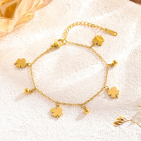 2025 Charm Jewelry Stainless Steel Gold Four Leaf Clover Bracelet Women's Bracelet 18k Gold Plated