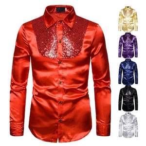 Camisas de Hombre de Manga Larga con Lentejuelas Brillantes de Lujo, Camisa Formal Estampada Personalizada para Fiesta de Graduación - Product Image 2