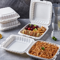 Boîte alimentaire empilable LOKYO de style américain en MFPP, type clamshell, 6x6, 8x8, 9x9 pouces, anti-fuite, en plastique biodégradable, pour la préparation des repas