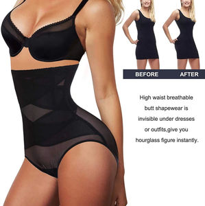 Culotte gainante taille haute pour femme, effet ventre plat, rehausseur de fesses, compression abdominale, avec empiècements en maille croisée en X - Product Image 4
