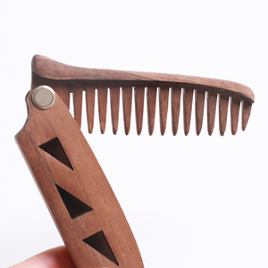 Peigne à poche pliable en bois de noyer naturel, <span class=keywords><strong>Amazon</strong></span> tendance, personnalisé, pour la <span class=keywords><strong>barbe</strong></span> et les cheveux - Product Image 2