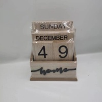 Bureau à domicile Calendrier perpétuel en bois Cube Semaine Mois Affichage de la date Calendrier de construction en bois de hêtre poli