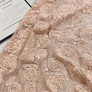 Tela de encaje floral africana Aso Ebi con lentejuelas y cordón, malla transparente nigeriana, jacquard floral para vestido de novia y prendas de moda - Product Image 2