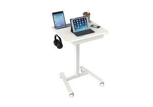 Escritorio de ordenador portátil móvil con Altura ajustable de resorte de gas bloqueable moderno con montajes en V con carga de almacenamiento multifuncional 8kg/17.6lbs - Product Image 2